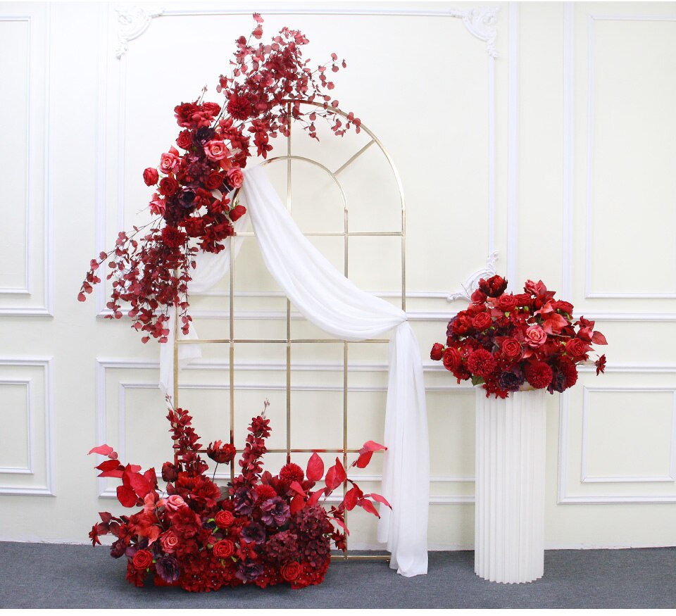 red and cream flower curtains7