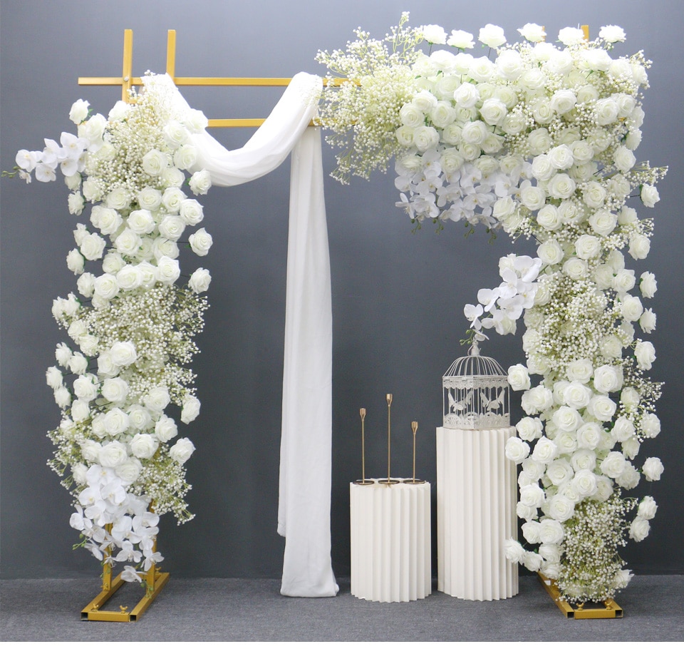 long and low silk flower arrangements
